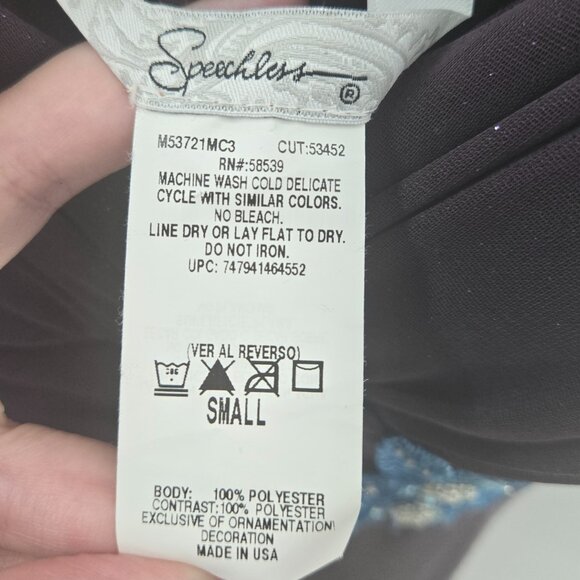 Vintage Speechless Smoky Purple Blue Rosette Shimmer Glitter Y2K Midi Dress - Picture 15 of 15